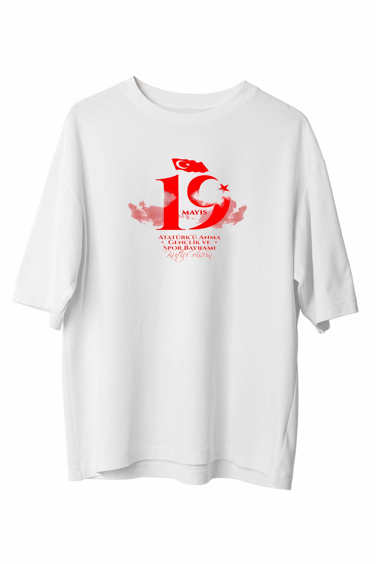 ASSEMA 19 Mayıs Unisex Baskılı T-shirt - Beyaz