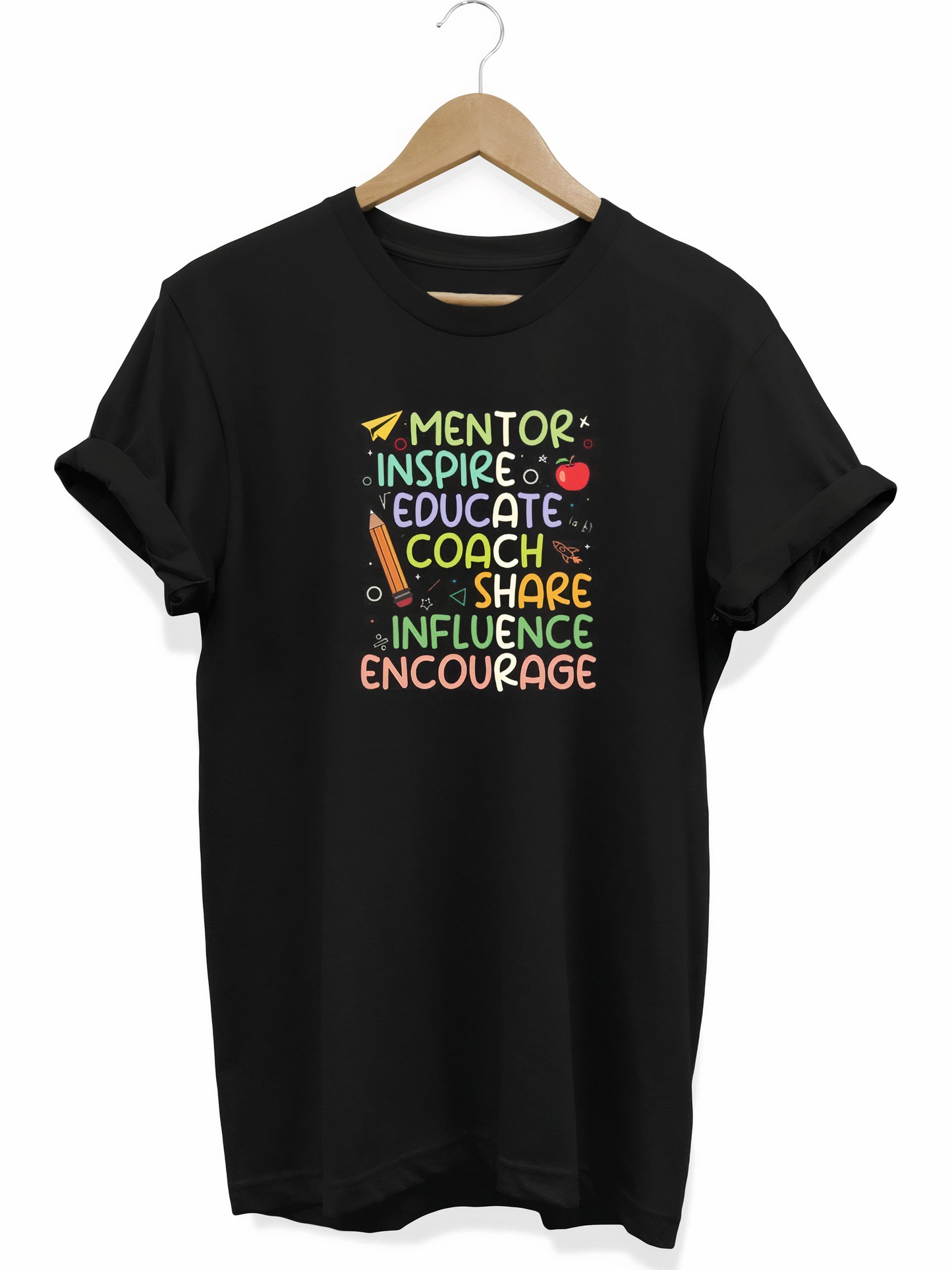 ASSEMA 24 Kasım Öğretmenler Günü Baskılı T-shirt - Siyah