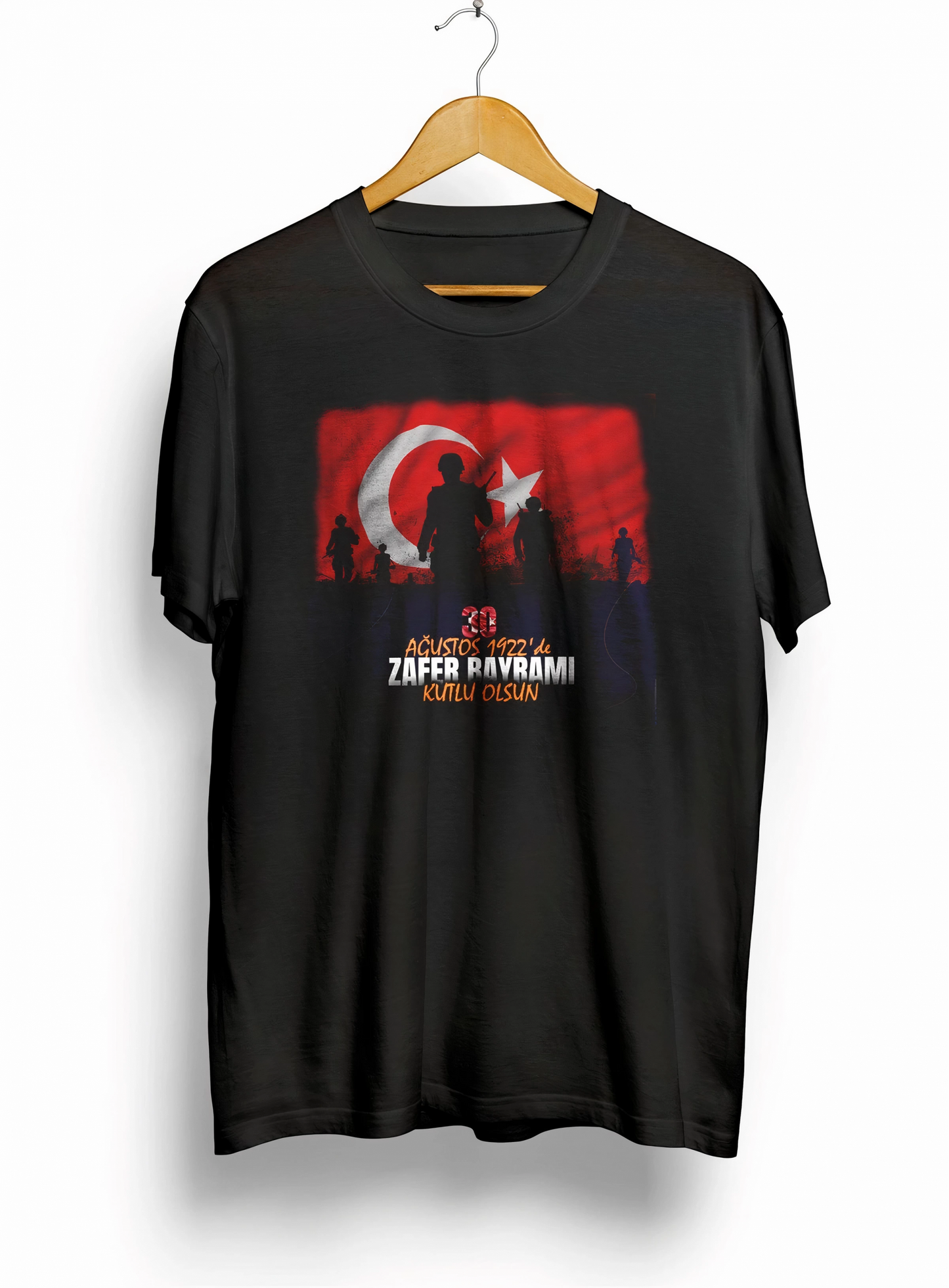 ASSEMA 30 Ağustos Atatürk Baskılı T-shirt - Siyah