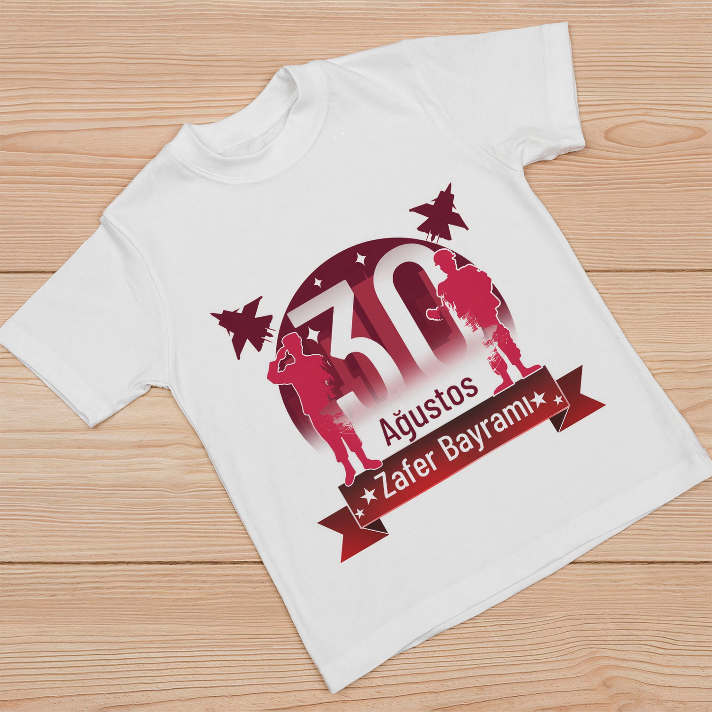 ASSEMA 30 Ağustos Unisex Baskılı T-shirt - Beyaz