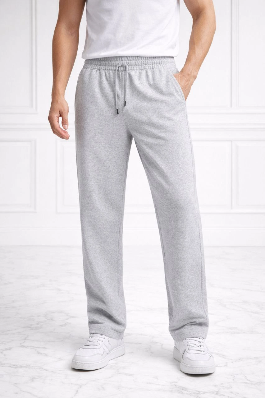 ASSEMA Erkek Düz Paça Beli Lastikli Eşofman Alt Pantalon - Gri