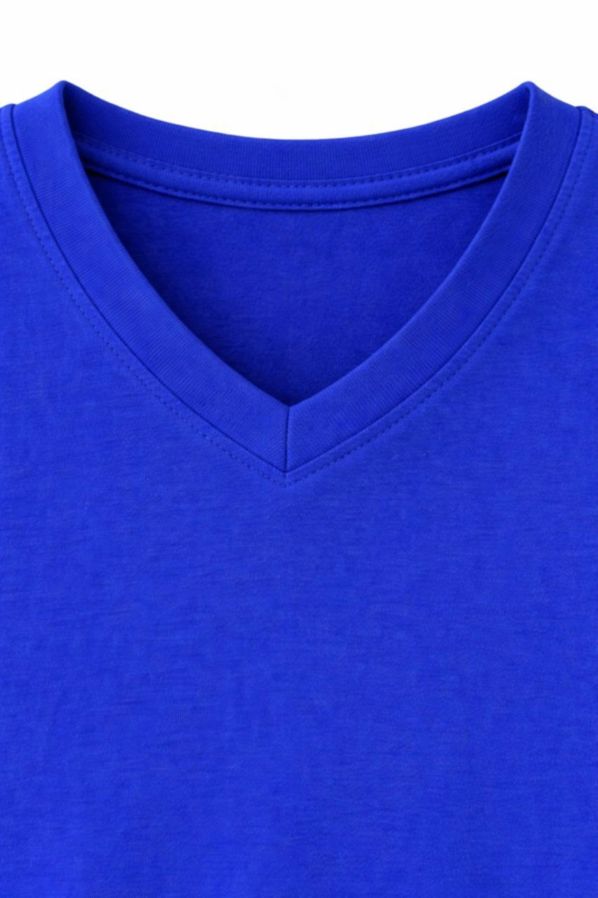 ASSEMA Genç Kız Çocuk V Yaka T-shirt Model - Saks Mavisi
