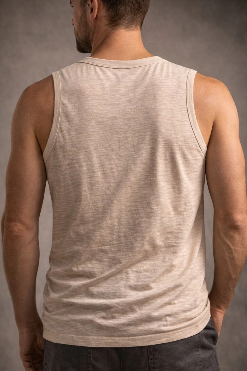 ASSEMA Erkek Flamlı Sıfır Kolsuz Atlet ve Fitness - Taş