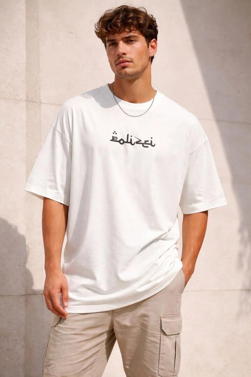 ASSEMA Erkek Bisiklet Yaka Baskılı Kısa Kollu Tişört Streetwear Günlük Basic Pamuklu T-shirt - Beyaz