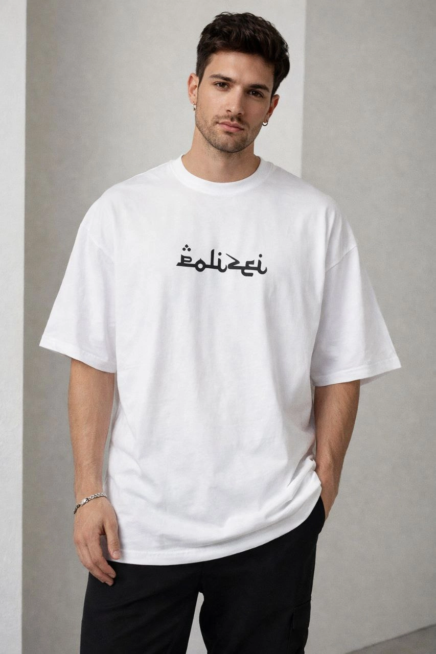 ASSEMA Erkek Bisiklet Yaka Baskılı Kısa Kollu Tişört Streetwear Günlük Basic Pamuklu T-shirt - Beyaz