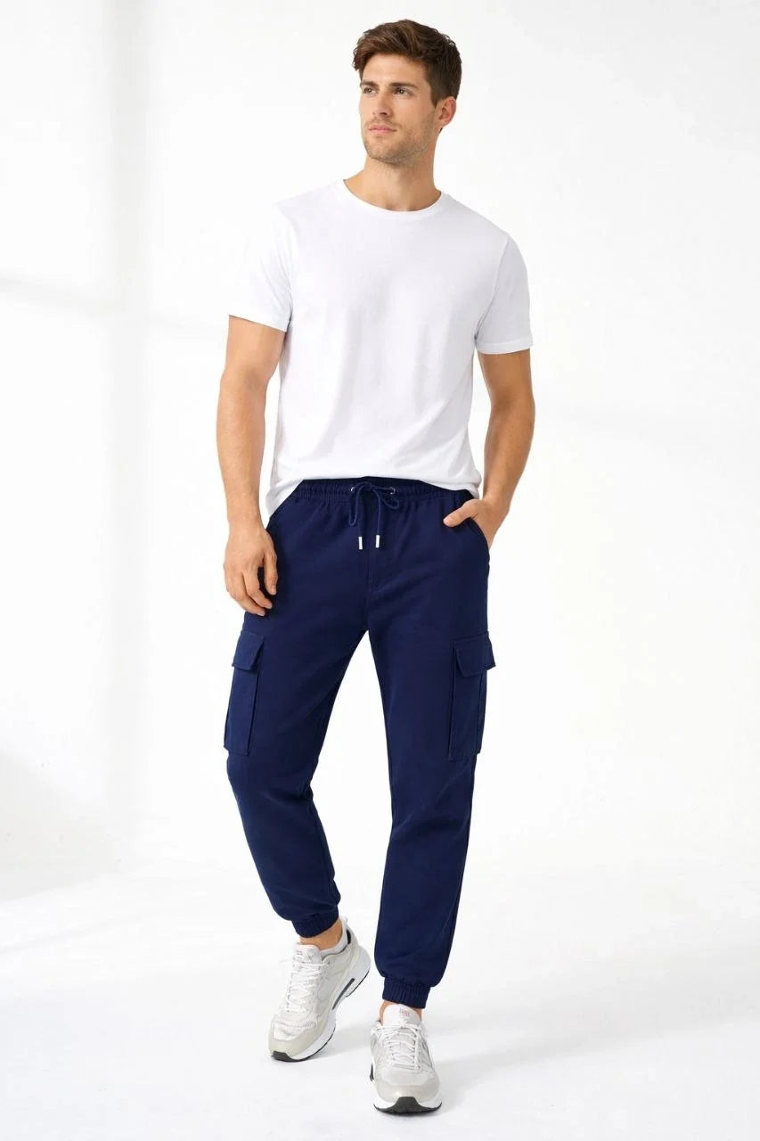 ASSEMA Erkek Jogger Eşofman Altı Regular Fit , Kargo Cepli, Lastikli Paça, Günlük Spor Pantolon - Lacivert