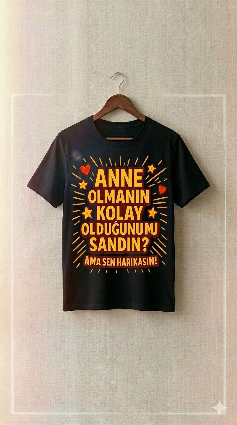 ASSEMA Anneler Gününe Özel Anne Olmanın Kolay Olduğunu mu Sandın Baskılı T-shirt