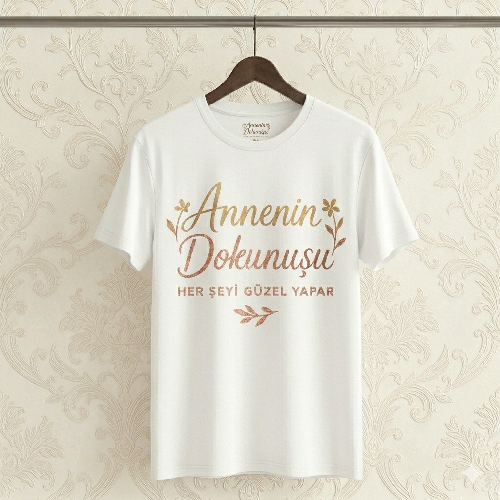 ASSEMA Anneler Gününe Özel Annenin Dokunuşu Her Şeyi Güzel Yapar Baskılı T-shirt
