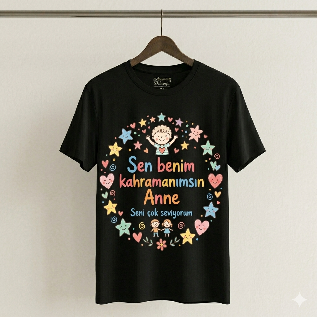 ASSEMA Anneler Gününe Özel Sen Benim Kahramanımsın Anne Seni Çok Seviyorum Baskılı T-shirt