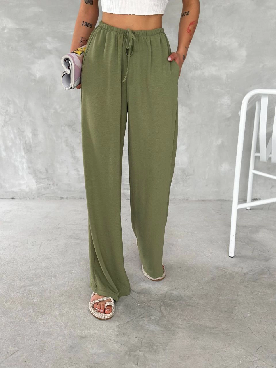 ASSEMA Kadın Ayrobin Oversize Kadın Pantalon - Mint Yeşili