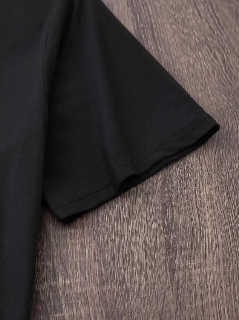 ASSEMA Kadın Baskılı Bisiklet Yaka Kısa kol T-shirt - Siyah