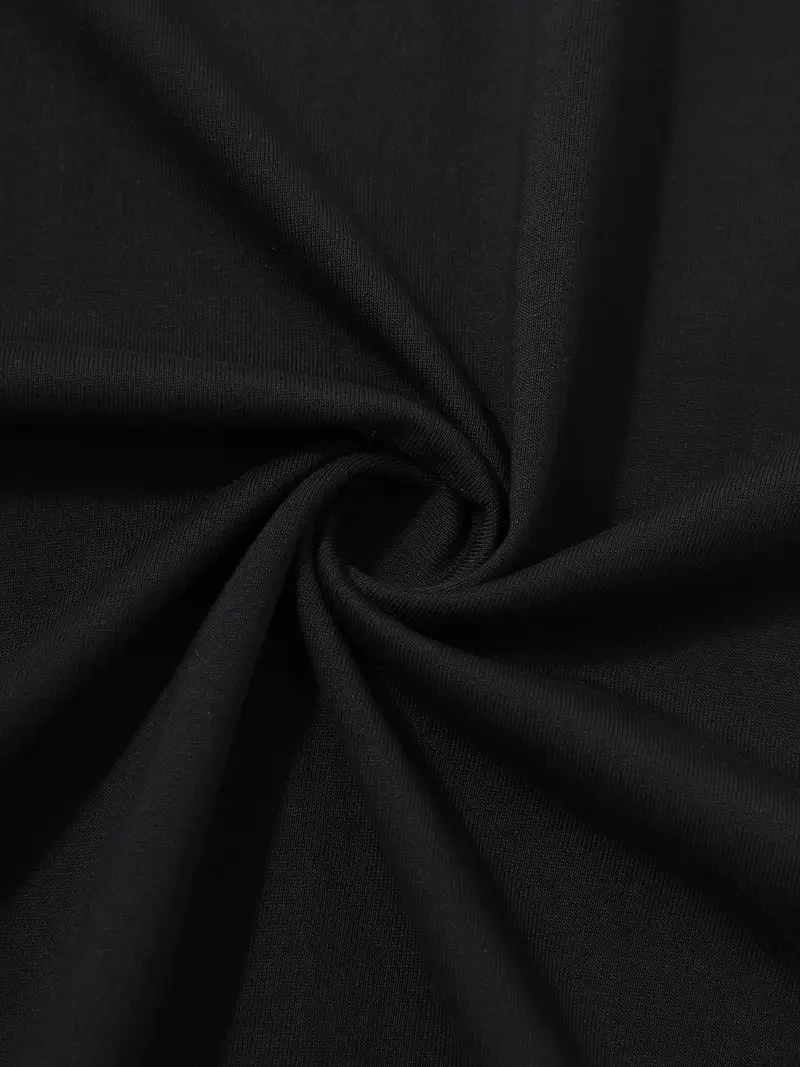 ASSEMA Kadın Baskılı T-Shirt Kısa Kol Bisiklet Yaka Ovarsize Rahat Kalıp Tişört - Siyah
