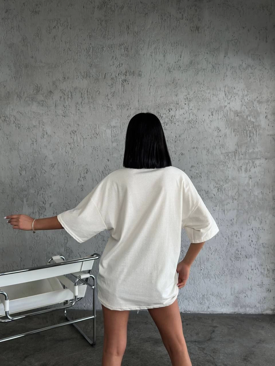 ASSEMA Kadın Düz T-Shirt Kısa Kol Bisiklet Yaka Ovarsize Rahat Kalıp Günlük Tişört - Beyaz