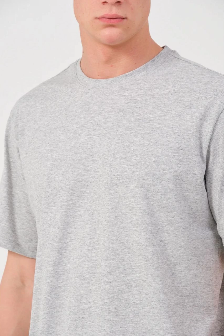ASSEMA Erkek Düz Kısa kol Penye T-shirt - Gri