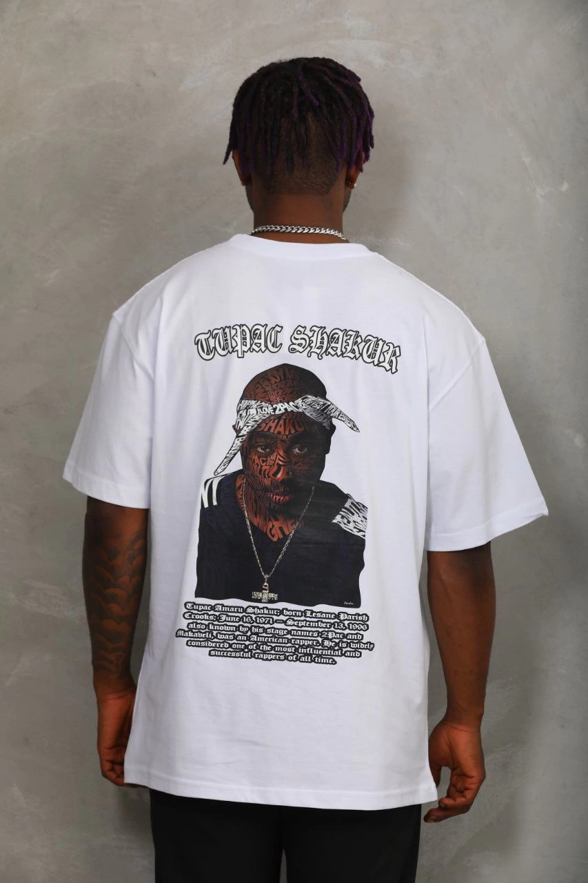 ASSEMA Erkek Kısa kol Baskılı Bisiklet Yaka T-Shirt - Beyaz