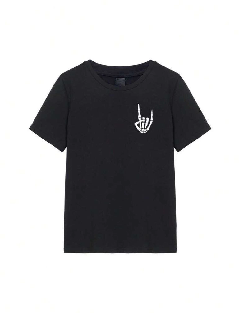ASSEMA Erkek Baskılı T-Shirt Kısa Kol Bisiklet Yaka Regular Fit Rahat Kalıp Tişört - Siyah