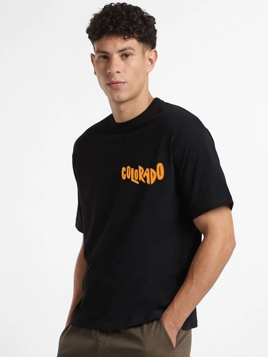ASSEMA Erkek Baskılı Oversize Kısa kol T-shirt - Siyah