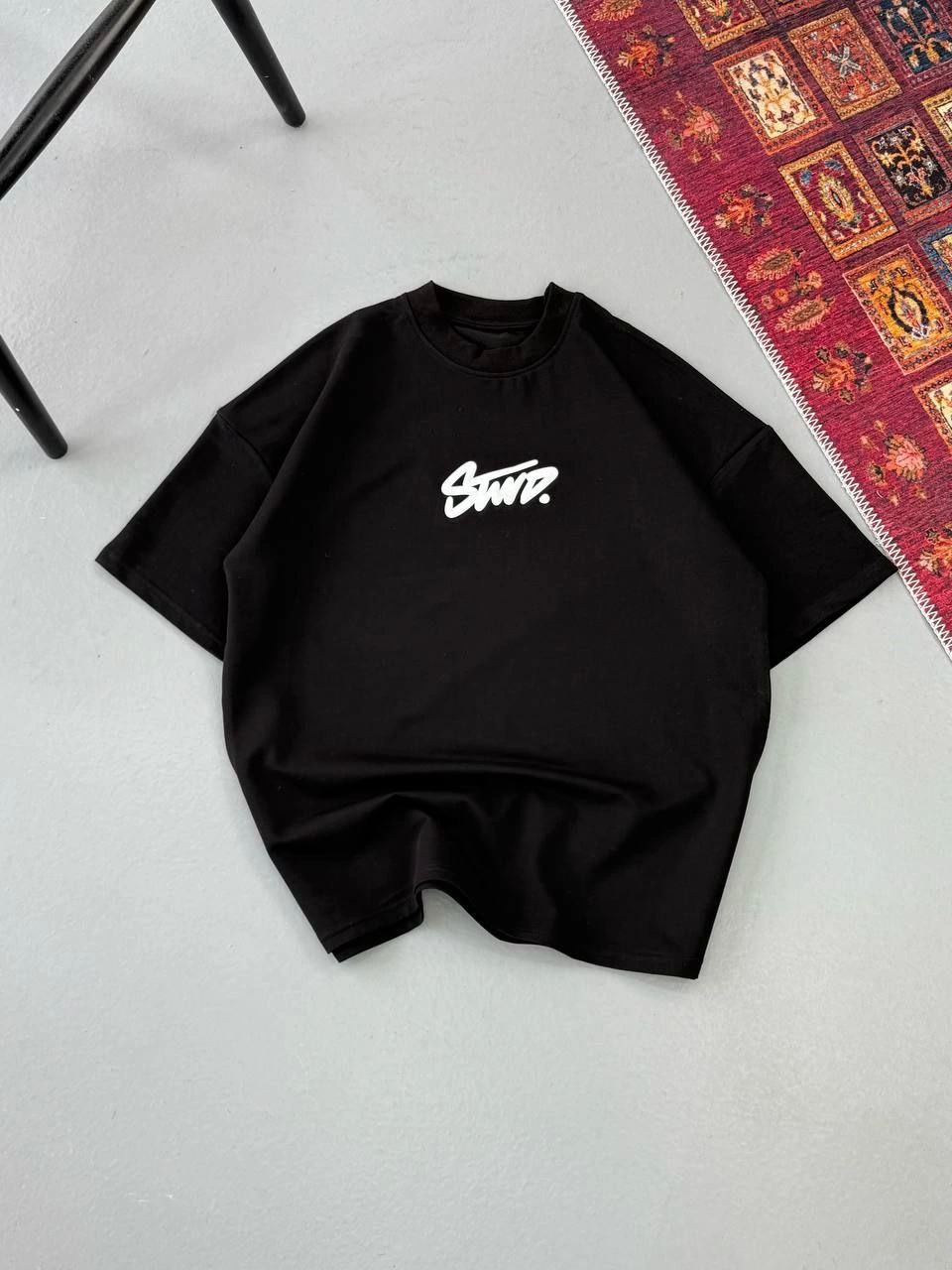 ASSEMA Erkek Baskılı Oversize Kısa kol T-shirt - Siyah