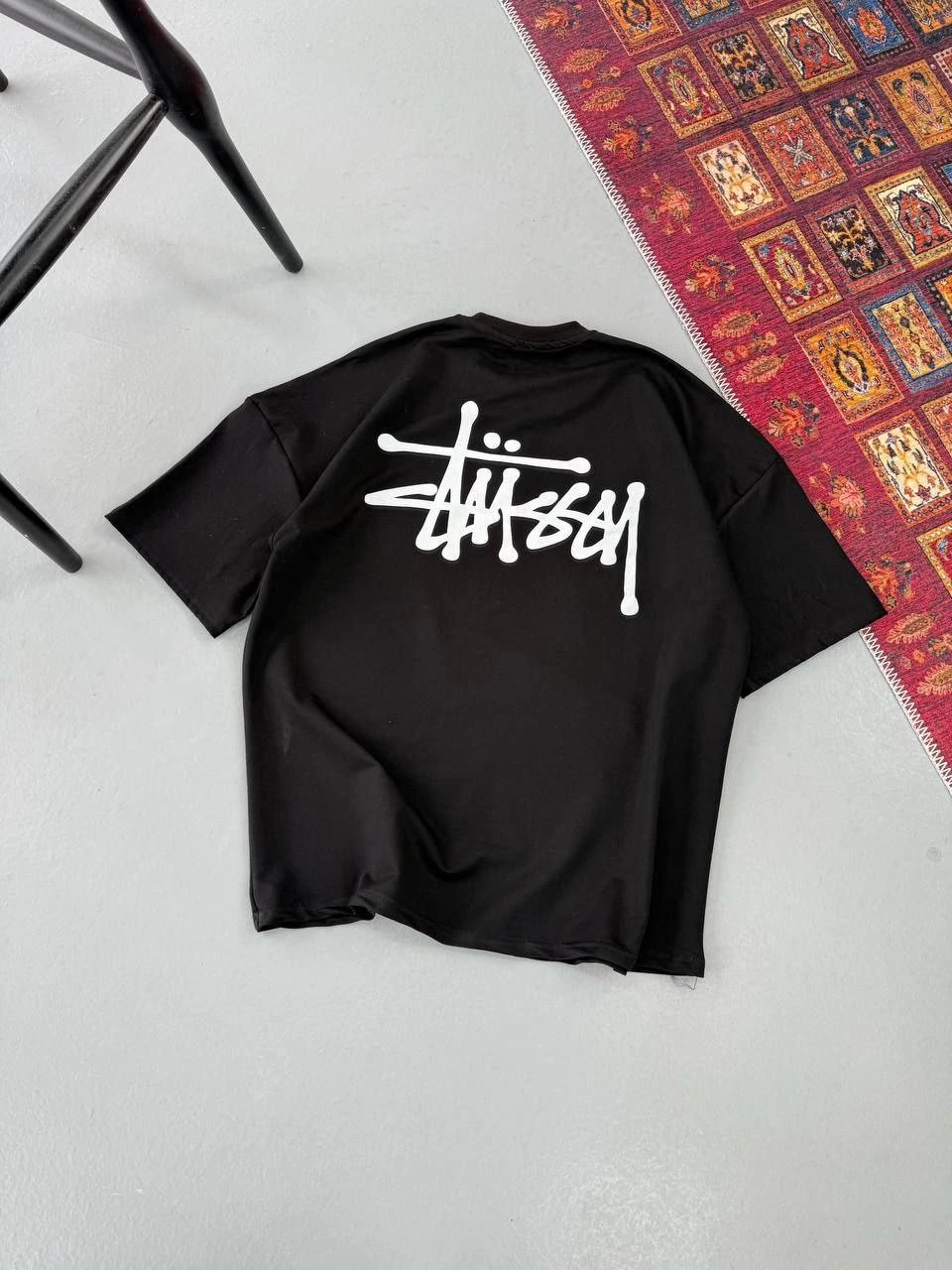 ASSEMA Erkek Baskılı kısa kollu Oversize T-shirt - Siyah