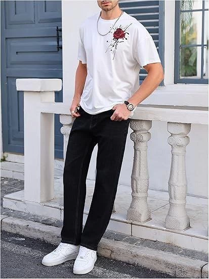 ASSEMA Erkek Baskılı T-Shirt Kısa Kol Bisiklet Yaka Regular Fit Rahat Kalıp Tişört- Beyaz