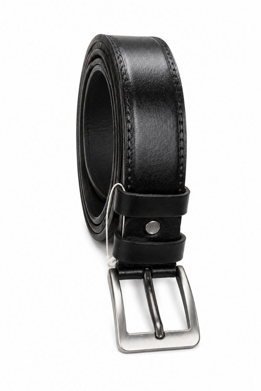 Erkek Hakiki Deri 4.5 cm Klasik ve Kot Pantolon Kemeri Metal Tokalı Siyah