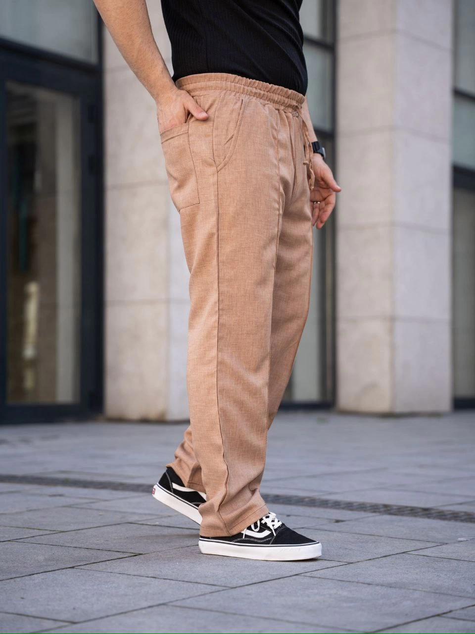 ASSEMA Erkek Keten Cepli Çıma Dikişli jogger Buggy Pantalon Rahat kalıp - Kahverengi
