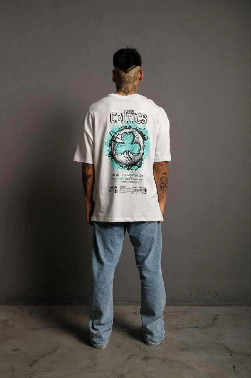 ASSEMA Erkek Sırt Baskılı Kısa kol T-shirt - Beyaz