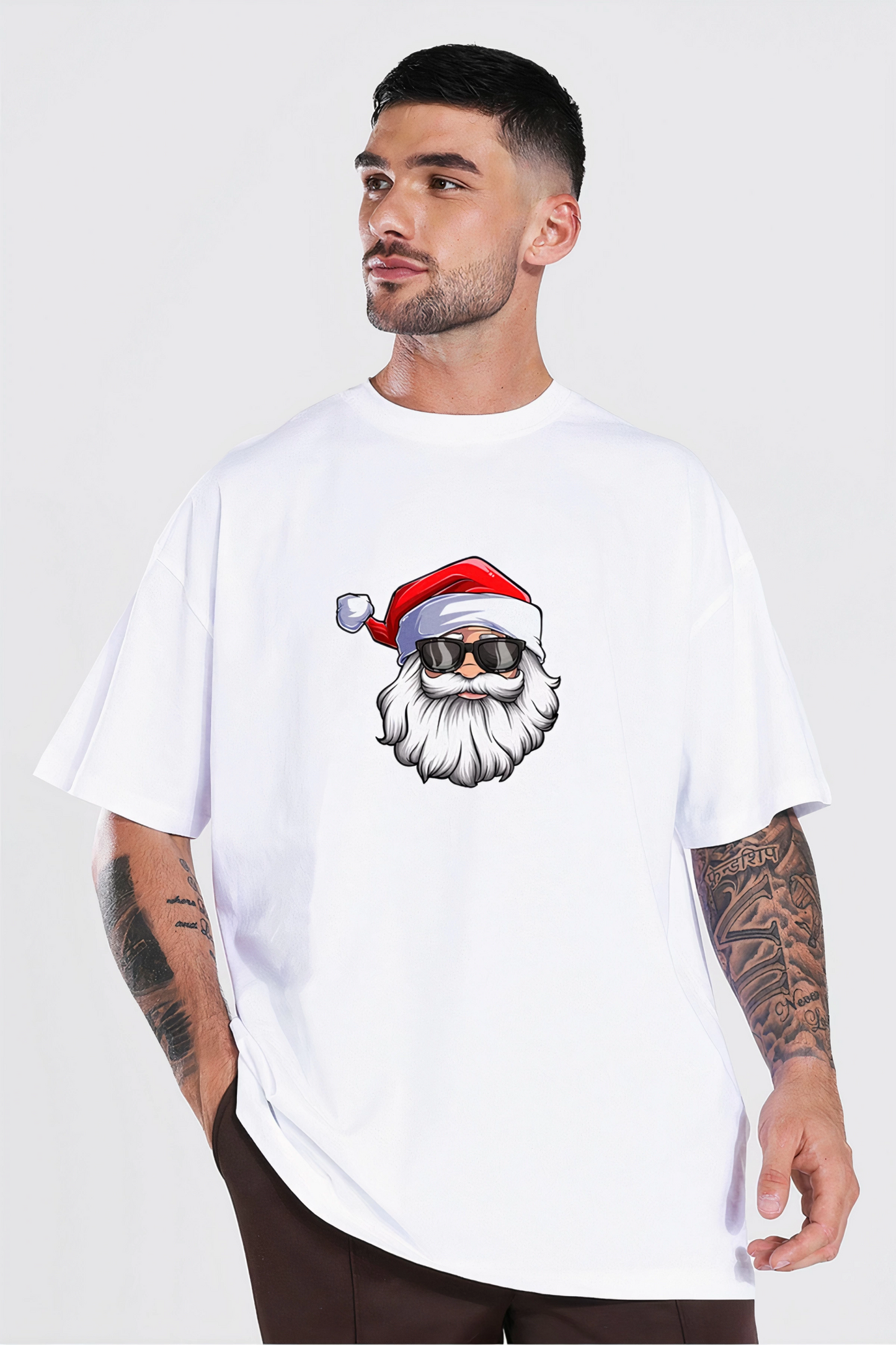 ASSEMA Gözlüklü Noel Baba T-shirt - Beyaz