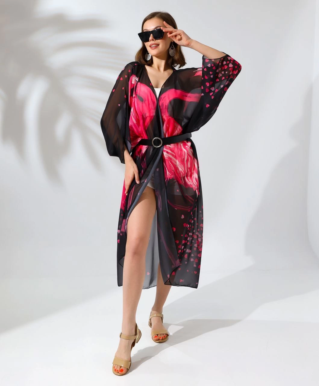 ASSEMA Kadın Rahat Kesim Şifon Kimono - Siyah