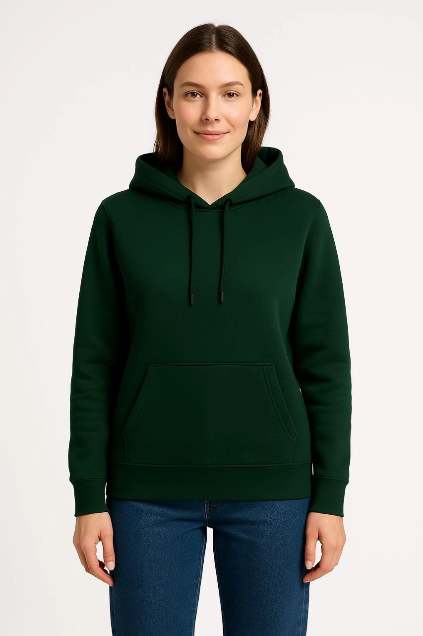 ASSEMA Kadın Üç İplik Kapüşonlu Kanguru Cepli Sweatshirt hoodie - Haki