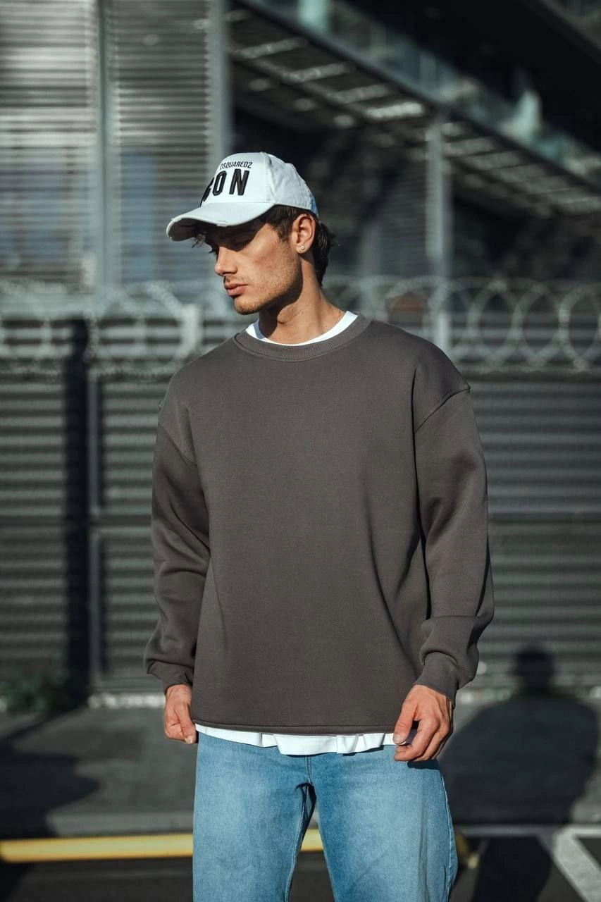 ASSEMA Erkek Kışlık Bisiklet Yaka Üç İplik Basic SweatShirt - Antrasit