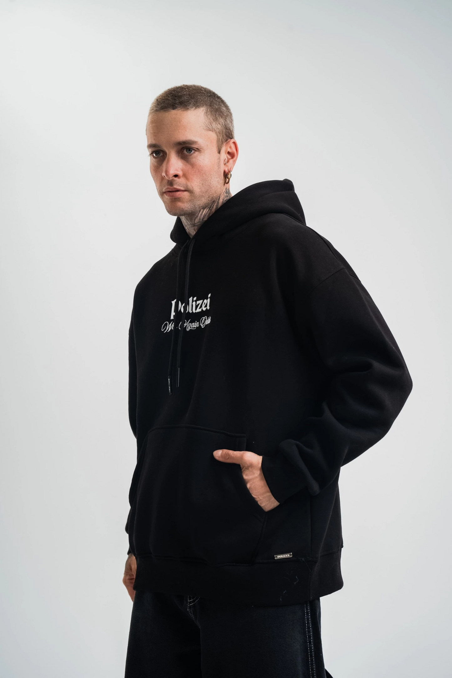 ASSEMA Erkek Üç İplik Kapşonlu Dijital Patchli SweatShirt - Siyah