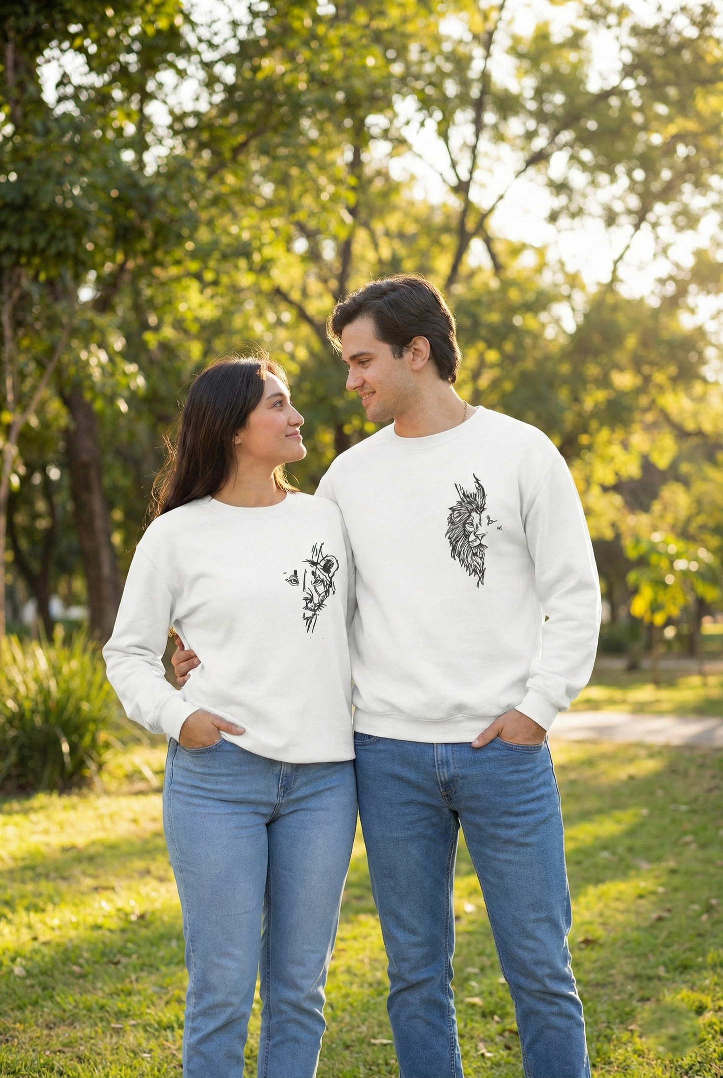 ASSEMA Sevgililer Günü Özel Bisiklet Yaka Baskılı Oversize Sweatshirt - Beyaz