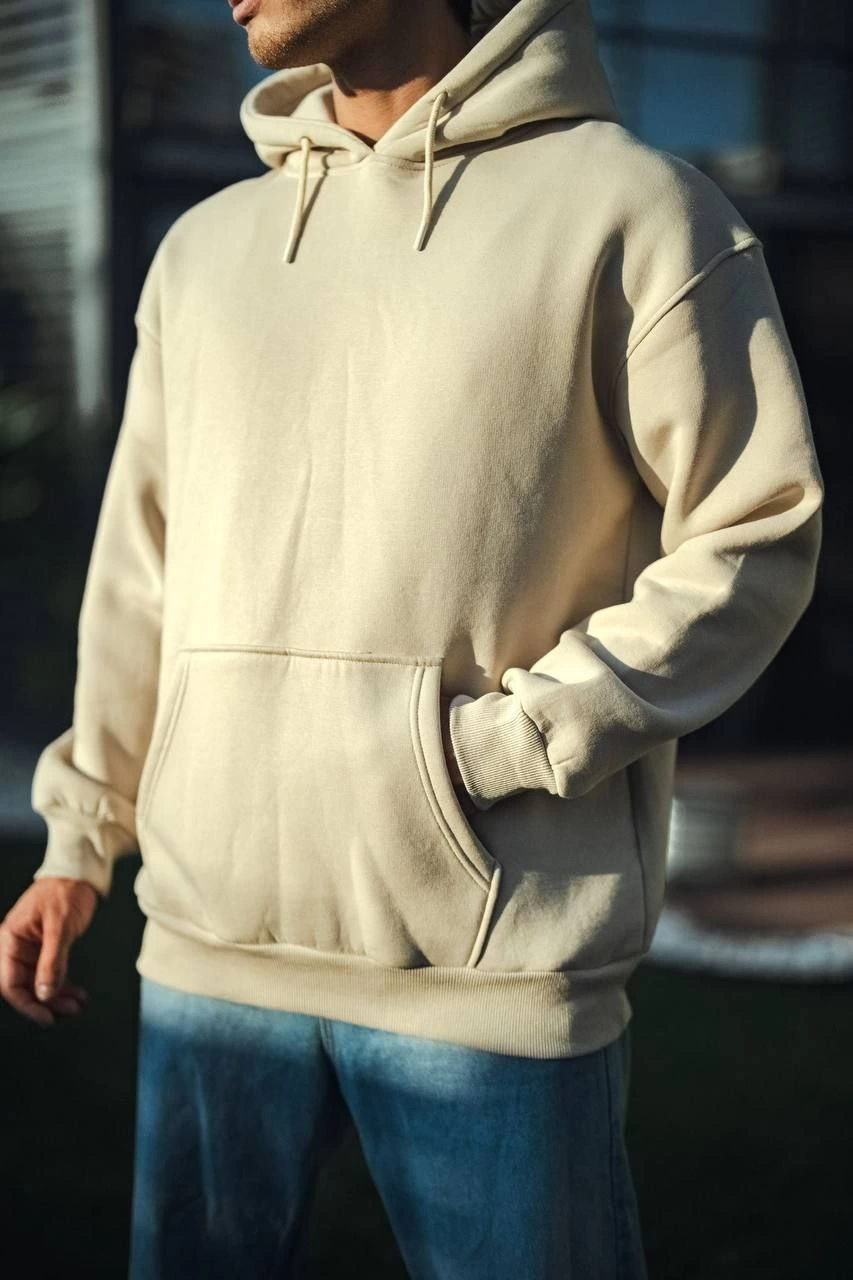 ASSEMA Üç İplik Penye kapüşonlu SweatShirt - Bej
