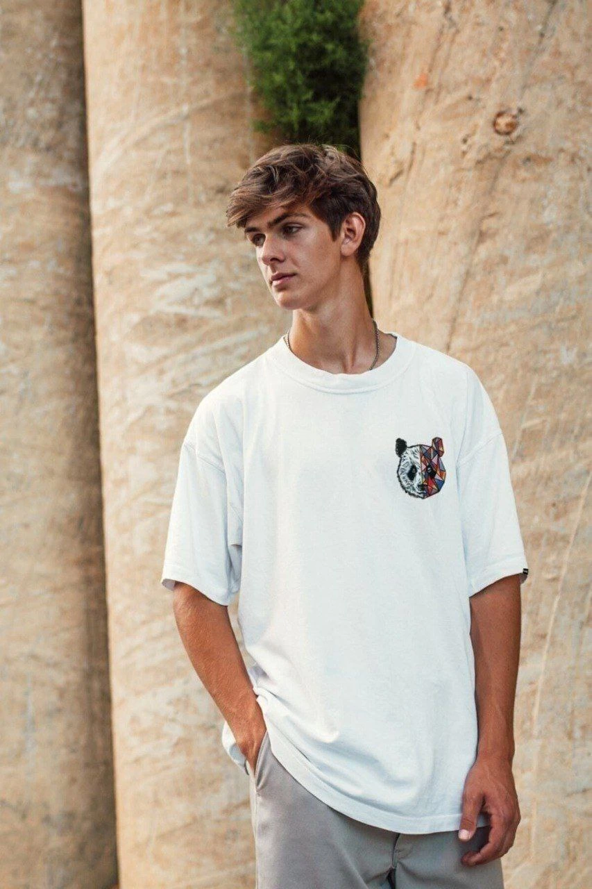 ASSEMA Erkek Baskılı T-Shirt Kısa Kol Bisiklet Yaka Regular Fit Rahat Kalıp Tişört - Beyaz