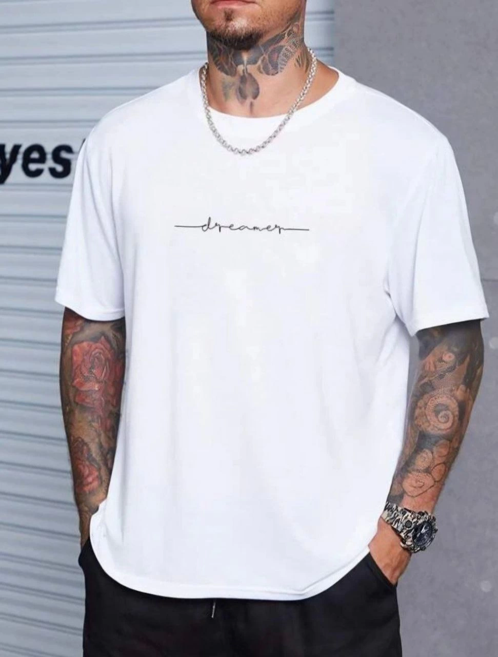 ASSEMA Erkek Baskılı T-Shirt Kısa Kol Bisiklet Yaka Regular Fit Rahat Kalıp Tişört - Beyaz