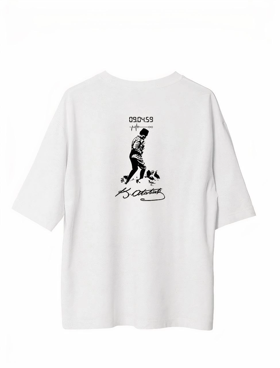 ASSEMA Erkek Baskılı T-Shirt Kısa Kol Bisiklet Yaka Regular Fit Rahat Kalıp Günlük Tişört - Beyaz