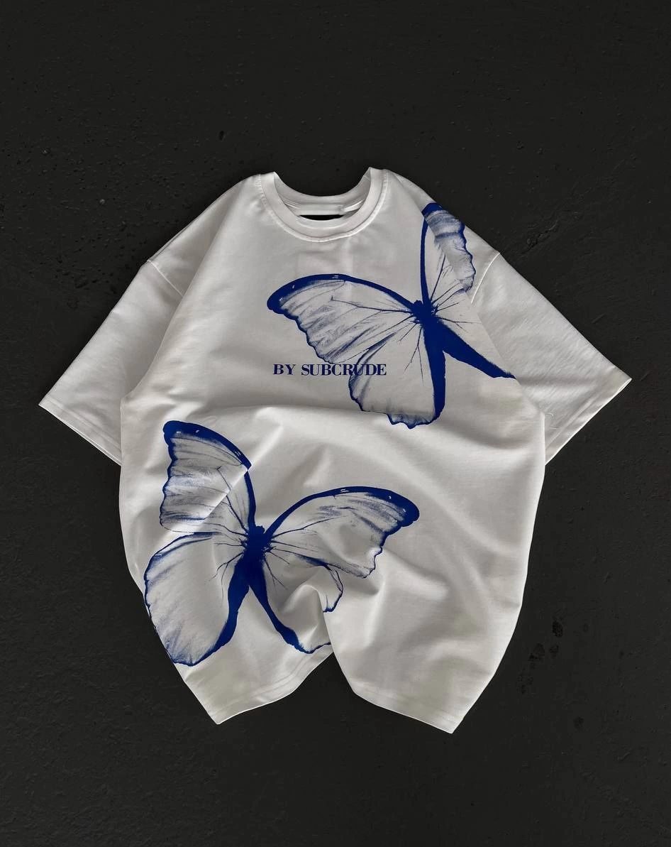 ASSEMA kadın Bisiklet Yaka Baskılı Oversize T-Shirt - Beyaz