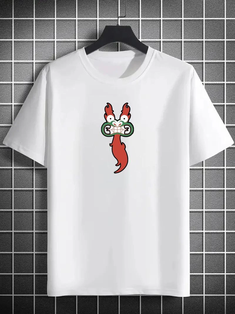 ASSEMA Erkek Baskılı T-Shirt Kısa Kol Bisiklet Yaka Regular Fit Rahat Kalıp Günlük Tişört- Beyaz