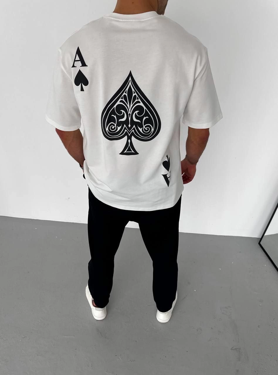 ASSEMA Erkek Baskılı T-Shirt Kısa Kol Bisiklet Yaka Regular Fit Rahat Kalıp Günlük Tişört - Beyaz