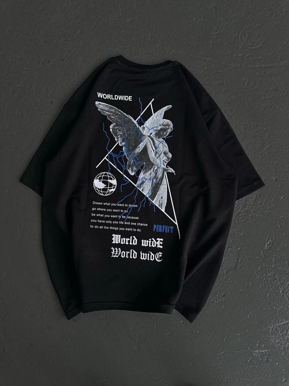 ASSEMA Kadın Baskılı T-Shirt Kısa Kol Bisiklet Yaka Oversize Rahat Kalıp Günlük Tişört - Siyah