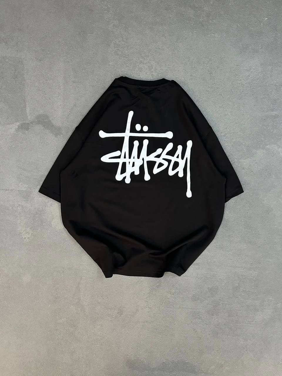ASSEMA kadın Bisiklet Yaka Baskılı Oversize Kısa kol T-Shirt - Siyah