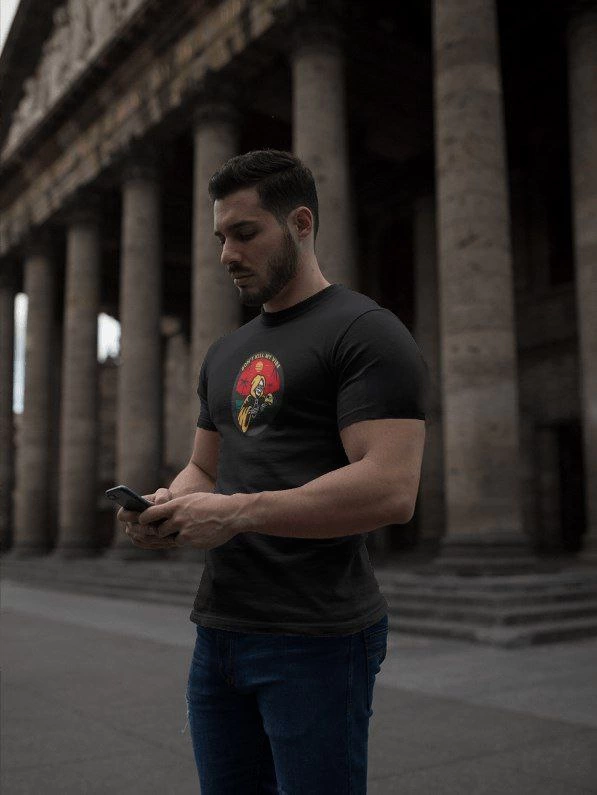 ASSEMA Erkek Bisiklet Yaka Baskılı Kısa kol T-Shirt - Siyah