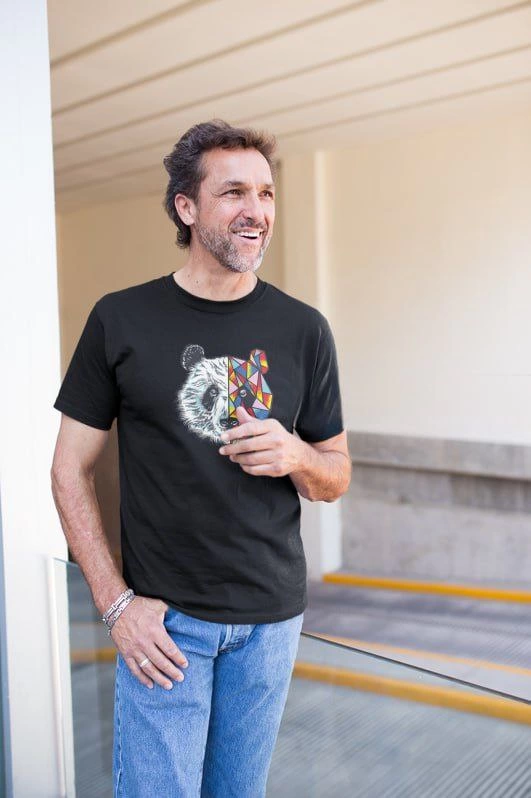 ASSEMA Erkek Bisiklet Yaka Baskılı Kısa kol T-Shirt - Siyah