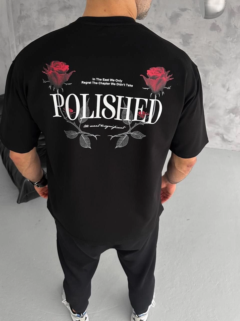 ASSEMA Erkek Bisiklet Yaka Baskılı Kısa kol T-Shirt - Siyah
