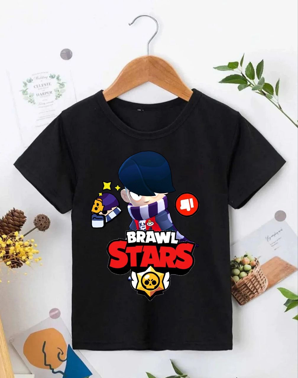 ASSEMA Unisex Bisiklet Yaka Kısa Kol Baskılı Çocuk T-Shirt - Siyah