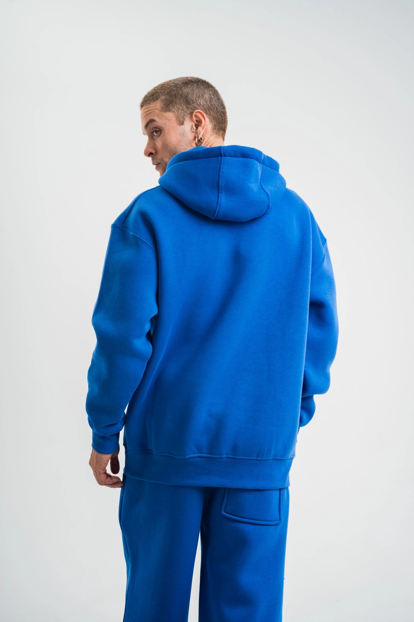 ASSEMA ERKEK Double Oversize Kapşonlu Basic SweatShirt - Mavi