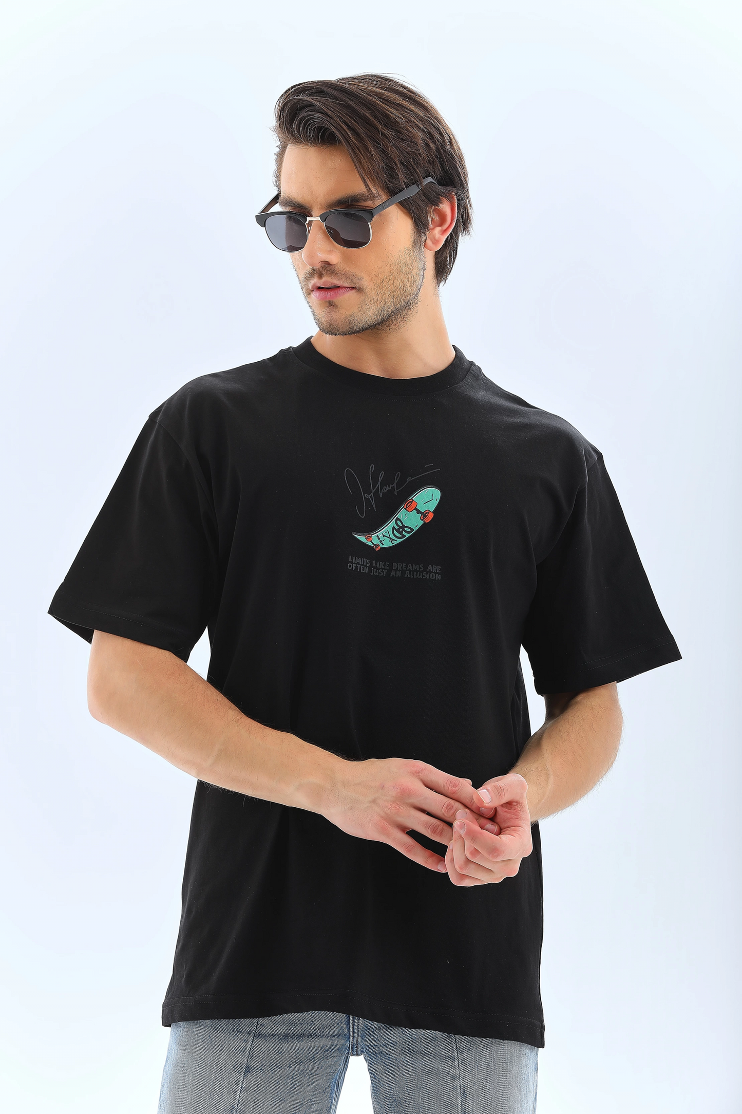 ASSEMA Erkek Kısa Kol Baskılı Bisiklet Yaka T-Shirt - Siyah