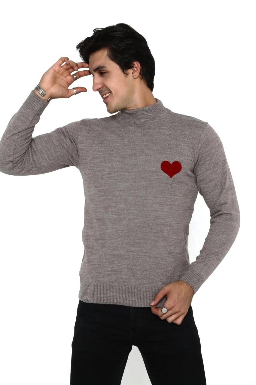 ASSEMA Unisex Yarım Boğazlı Baskılı Dokuma Triko - Vizon