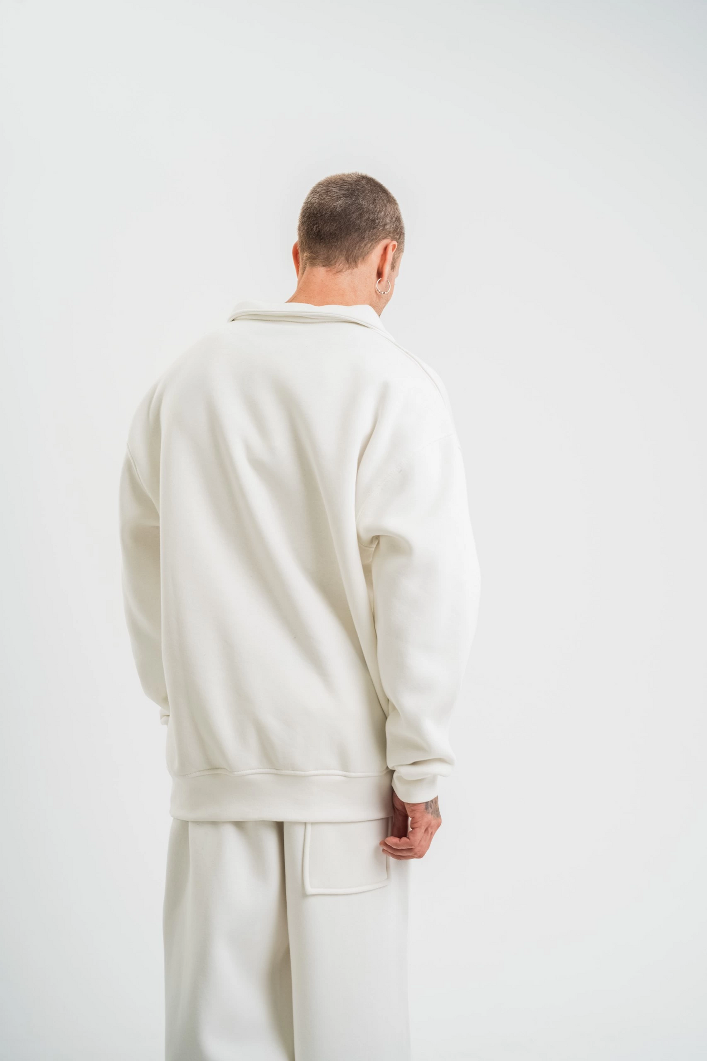 ASSEMA Erkek Uzun Kol Bisiklet Yaka 3 iplik Pamuklu Kışlık SweatShirt - Beyaz